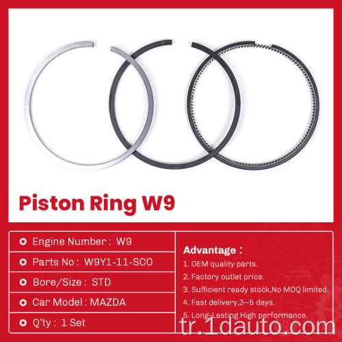 Mazda W9 için W9Y1-11-SCO motor piston halka seti